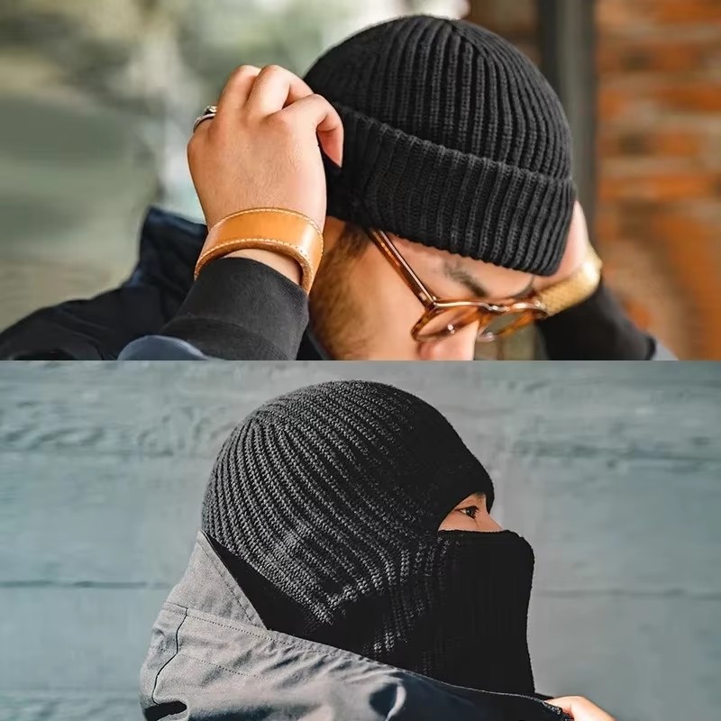 Hommes hiver Skullies bonnets  - Muffler Men Wool avis et prix